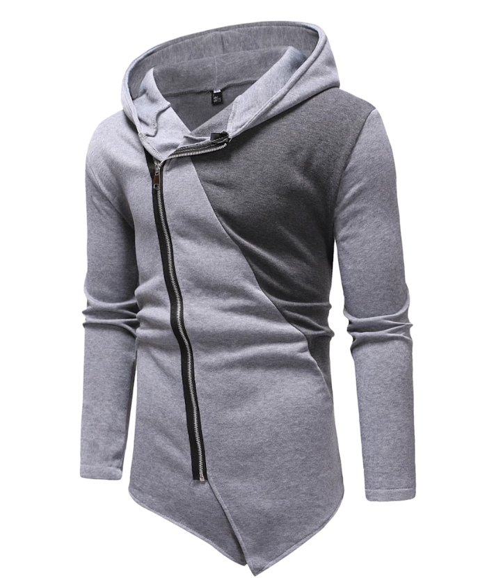 ZITY Men's Sweatshirt Oblique Zipper Stitching Design Hoodie-DUMHD04971|Zitysports
