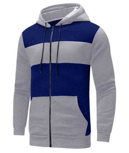 ZITY Men's Polyester Long Sleeve Color Block Full Zip Casual Hoodie-DUMFH04995|Zitysports