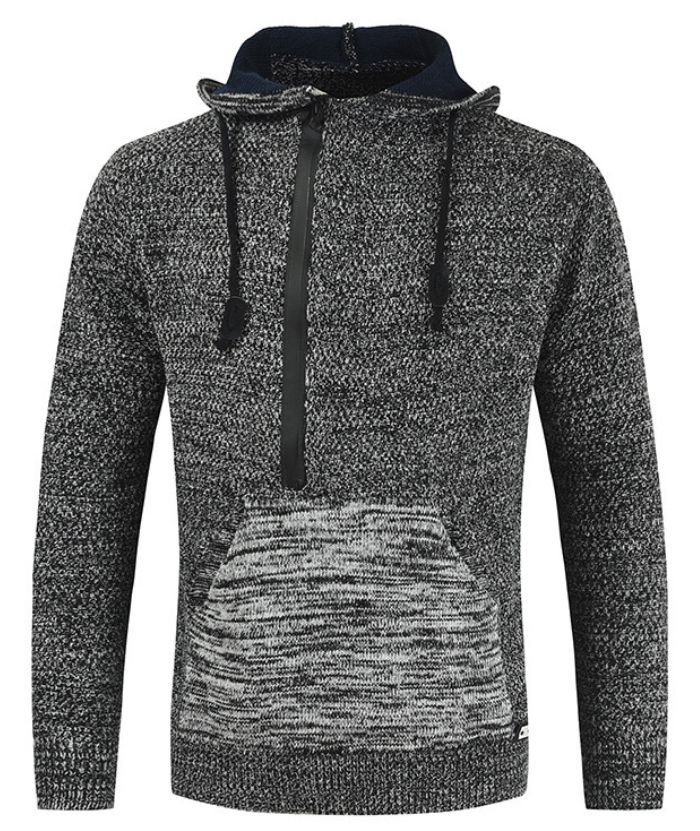 ZITY Men's Cotton Long Sleeve Knitted Half Zip Up Hoodie-DUMHD05063|Zitysports