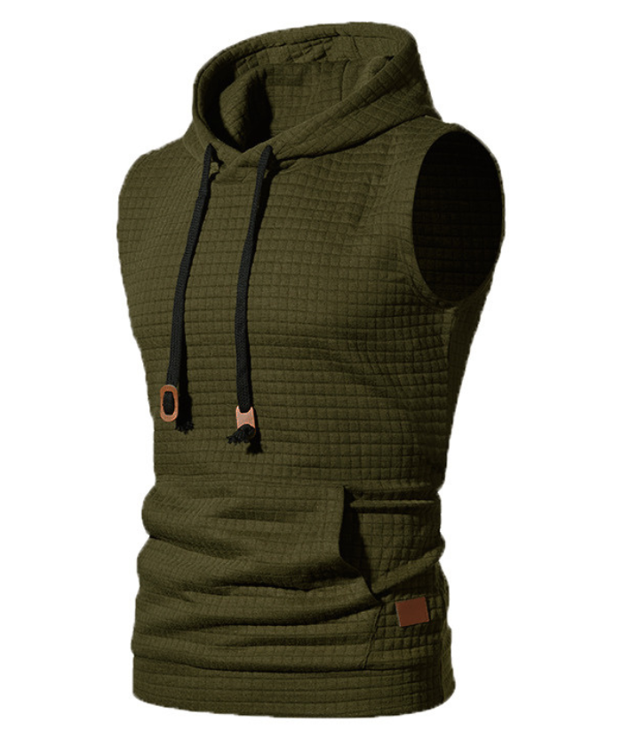 ZITY Men's Plus Size  Solid Color Sleeveless Hoodie-DUMMG05201|Zitysports