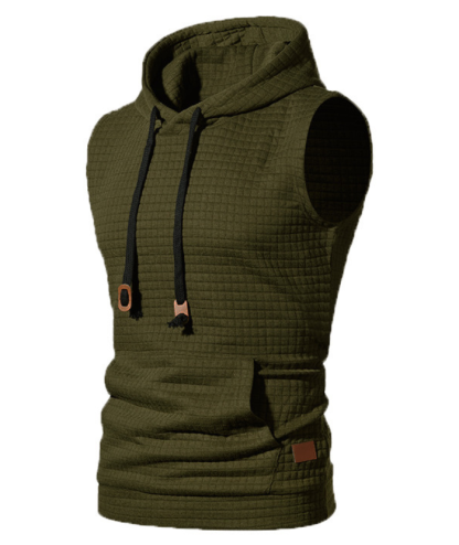 ZITY Men's Plus Size  Solid Color Sleeveless Hoodie-DUMMG05201|Zitysports