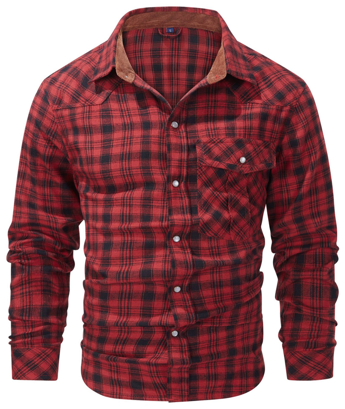 ZITY Men's Button Down Long Sleeved Plaid Flannel Shirt-DUMLT05319|Zitysports