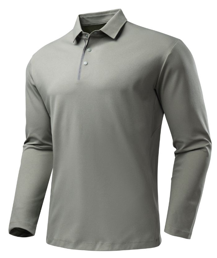 ZITY Men's Button Up Long Sleeve Polo Shirt-8909