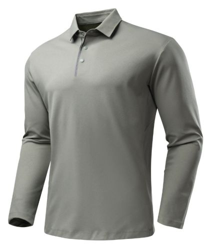 ZITY Men's Button Up Long Sleeve Polo Shirt-8909
