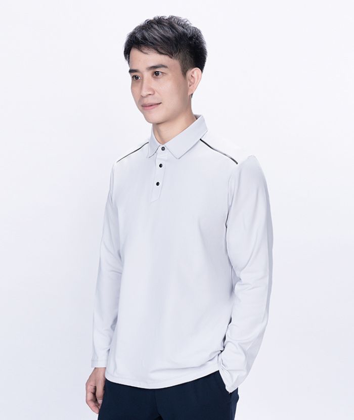 ZITY Men's Button Up Stand Collar Long Sleeve Polo Shirt-8905