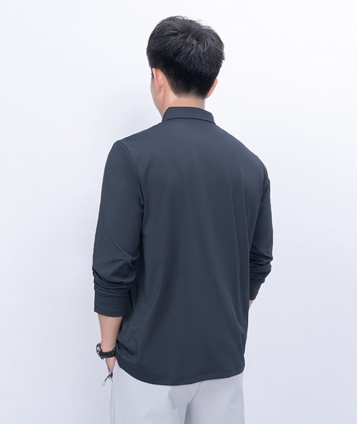 ZITY Men's 3 Button Up Long Sleeve Polo Shirt-8903