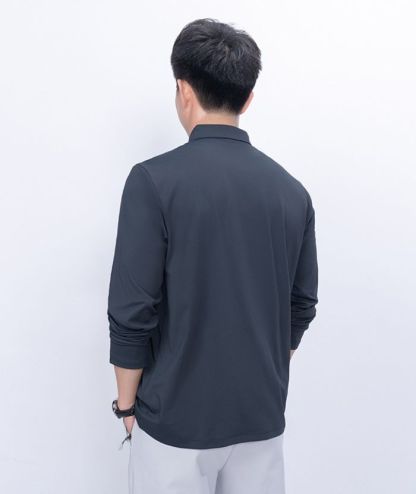 ZITY Men's 3 Button Up Long Sleeve Polo Shirt-8903