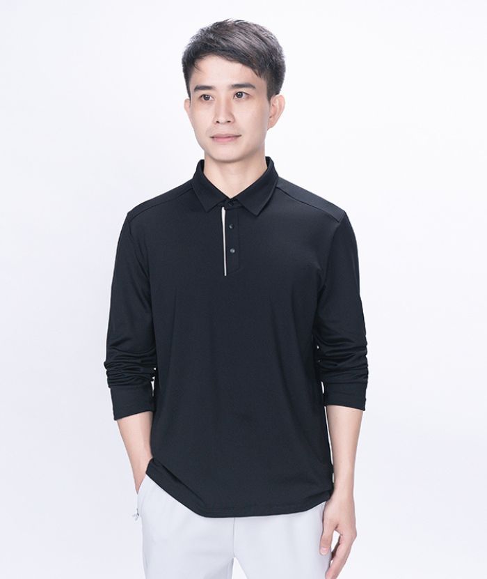 ZITY Men's Long Sleeve Solid Color Polo Shirt-8907