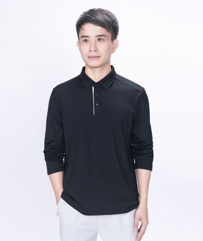 ZITY Men's Long Sleeve Solid Color Polo Shirt-8907