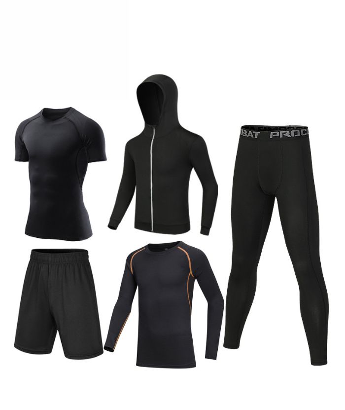 ZITY Men's Sports Cross-Border Fitness Five-Piece Compression Set-DUMTR05994