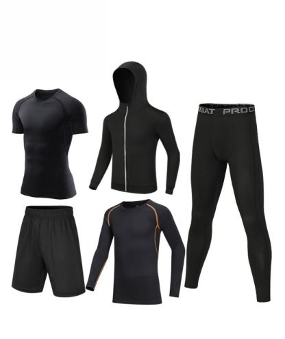 ZITY Men's Sports Cross-Border Fitness Five-Piece Compression Set-DUMTR05994