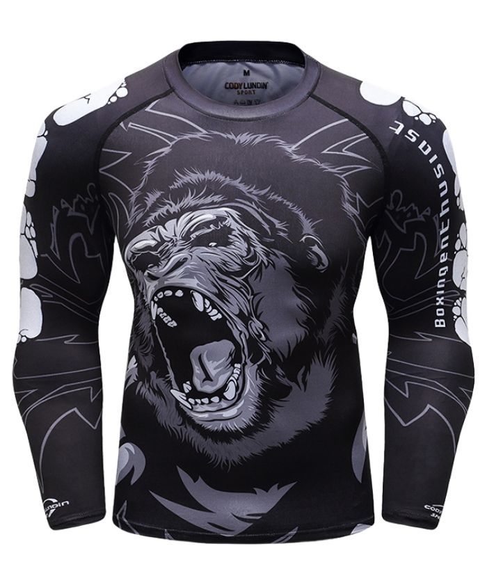 ZITY Men's 3D Digital Print Long Sleeve Compression T-Shirt-DUMLE05981
