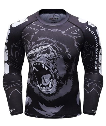 ZITY Men's 3D Digital Print Long Sleeve Compression T-Shirt-DUMLE05981