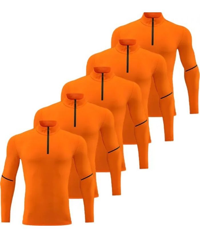5 Pack Men's Stand Collar Dri Fit Sports Compression Shirt-DZUHE00190