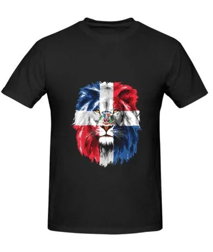 ZITY Men's Lion Dominican Republic Flags 100% Cotton T-Shirt