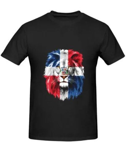 ZITY Men's Lion Dominican Republic Flags 100% Cotton T-Shirt