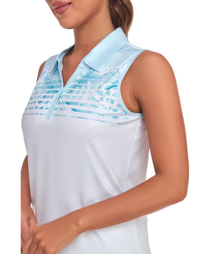 ZITY Women's Sleeveless Button Up Polo Shirt-CUWBP02125