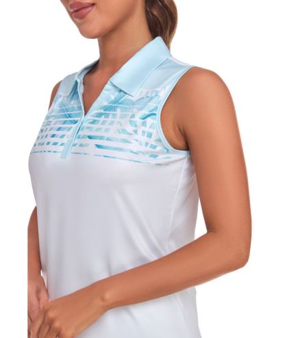 ZITY Women's Sleeveless Button Up Polo Shirt-CUWBP02125