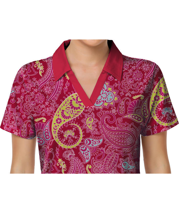 ZITY Women's Slim Fit Flower Print Summer Golf Polo Shirt-CUWPO01007