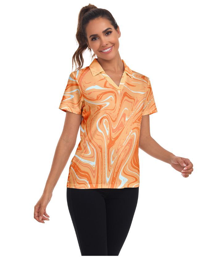 ZITY Women's Slim Fit V Neck Polo Shirt-CUWPO02297