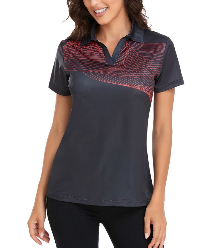 ZITY Women's V Neck Slim Fit Golf Tennis Polo Shirt-CFWZZ00005