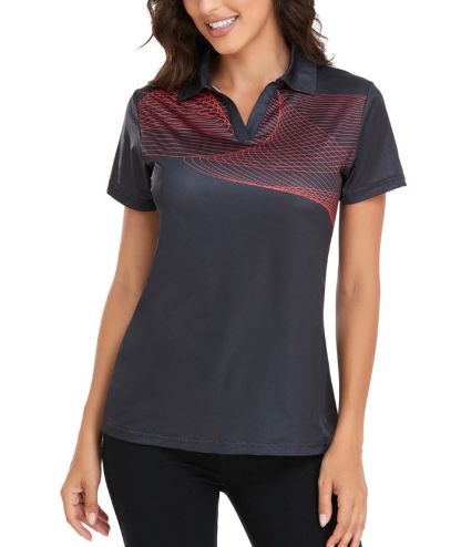 ZITY Women's V Neck Slim Fit Golf Tennis Polo Shirt-CFWZZ00005