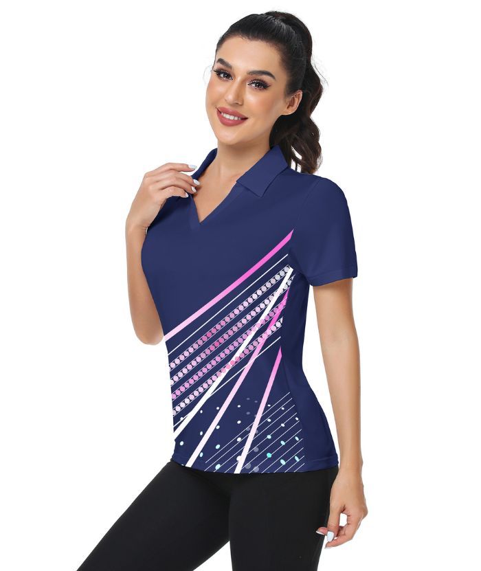 ZITY Women's Dri Fit V Neck Golf Polo Shirt-CFWZZ00035