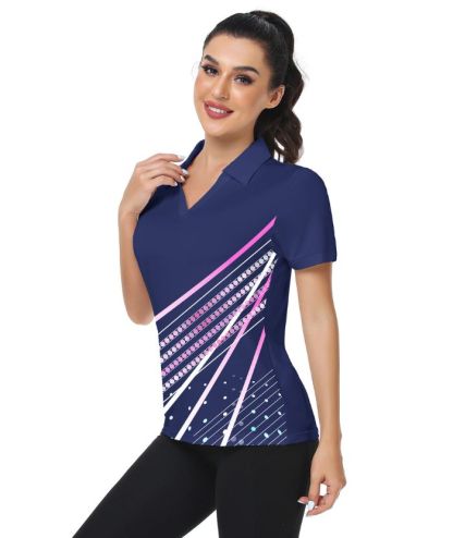 ZITY Women's Dri Fit V Neck Golf Polo Shirt-CFWZZ00035