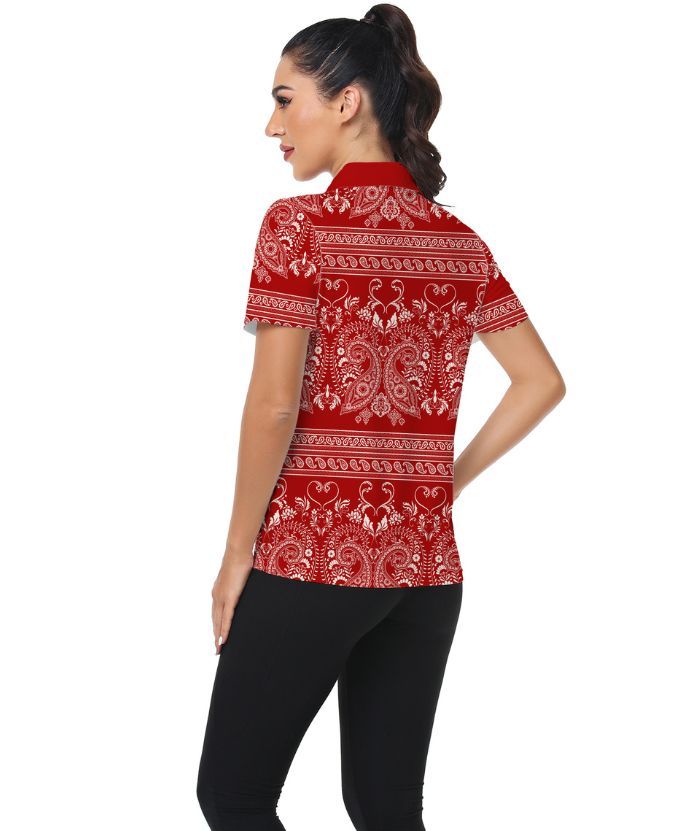 ZITY Women's V Neck Slim Fit Golf Polo Shirt-CUWPO01939