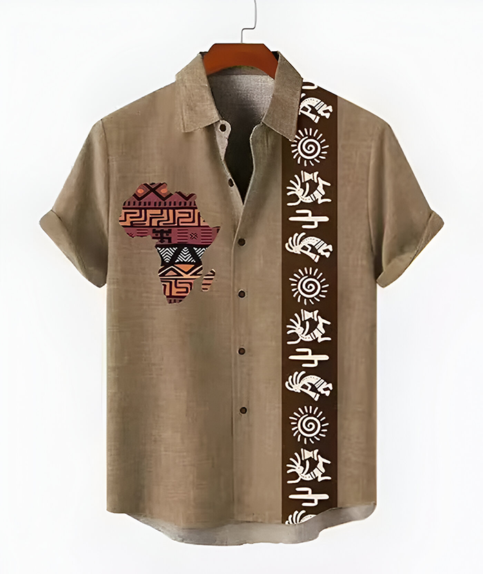ZITY Men's Casual Summer Hawaiian Tribal Patterns Shirt