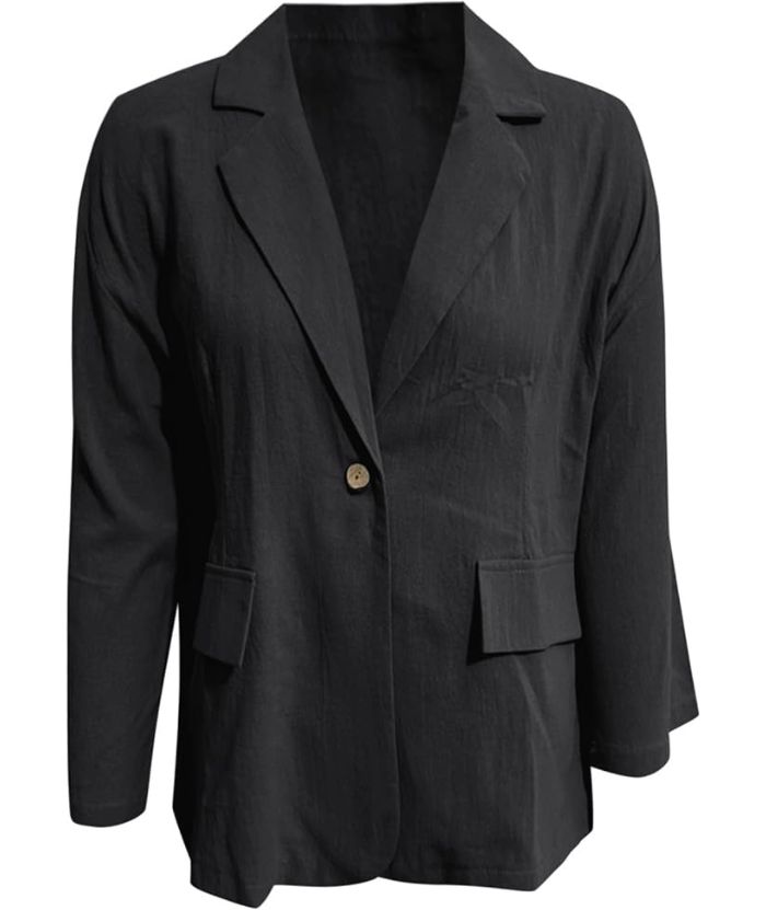 ZITY Women's Solid Color Single Button Thin Coat