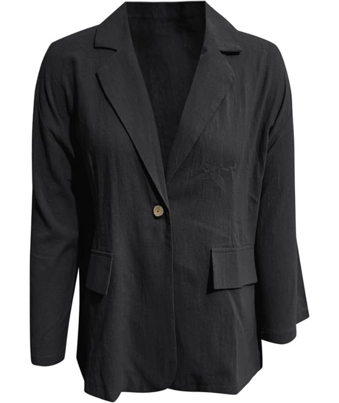 ZITY Women's Solid Color Single Button Thin Coat