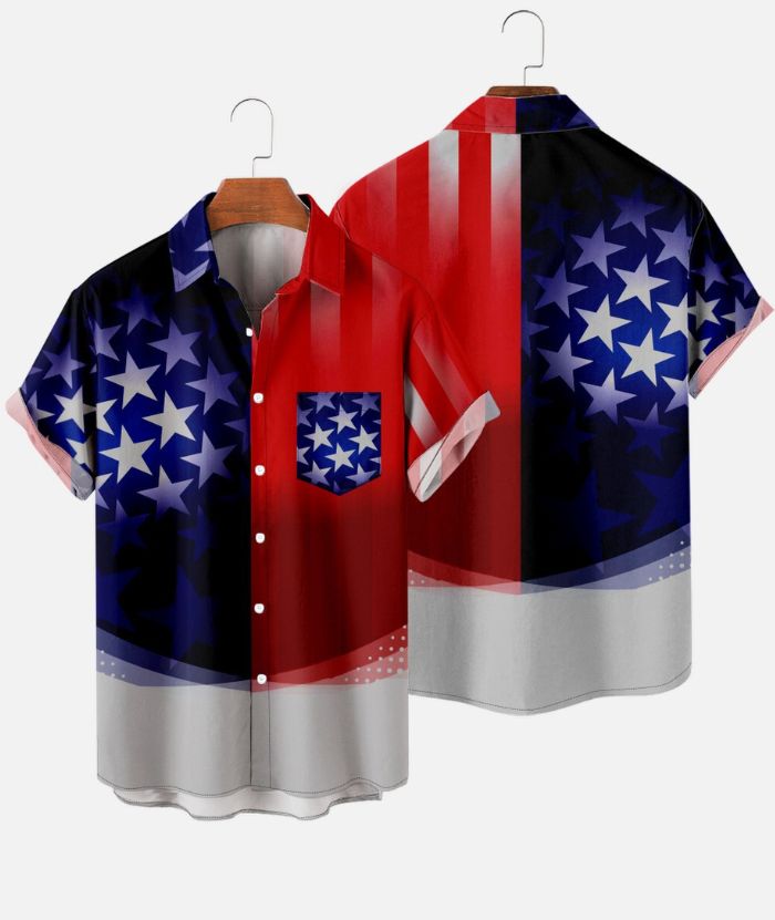ZITY Men's American Flag 3D Digital Print Polo Shirt-DUMPO06242