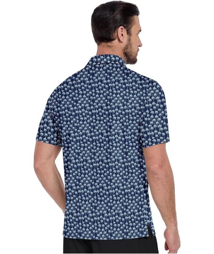 ZITY Men's Button Up Casual Print Polo Shirt-CUMPO06176