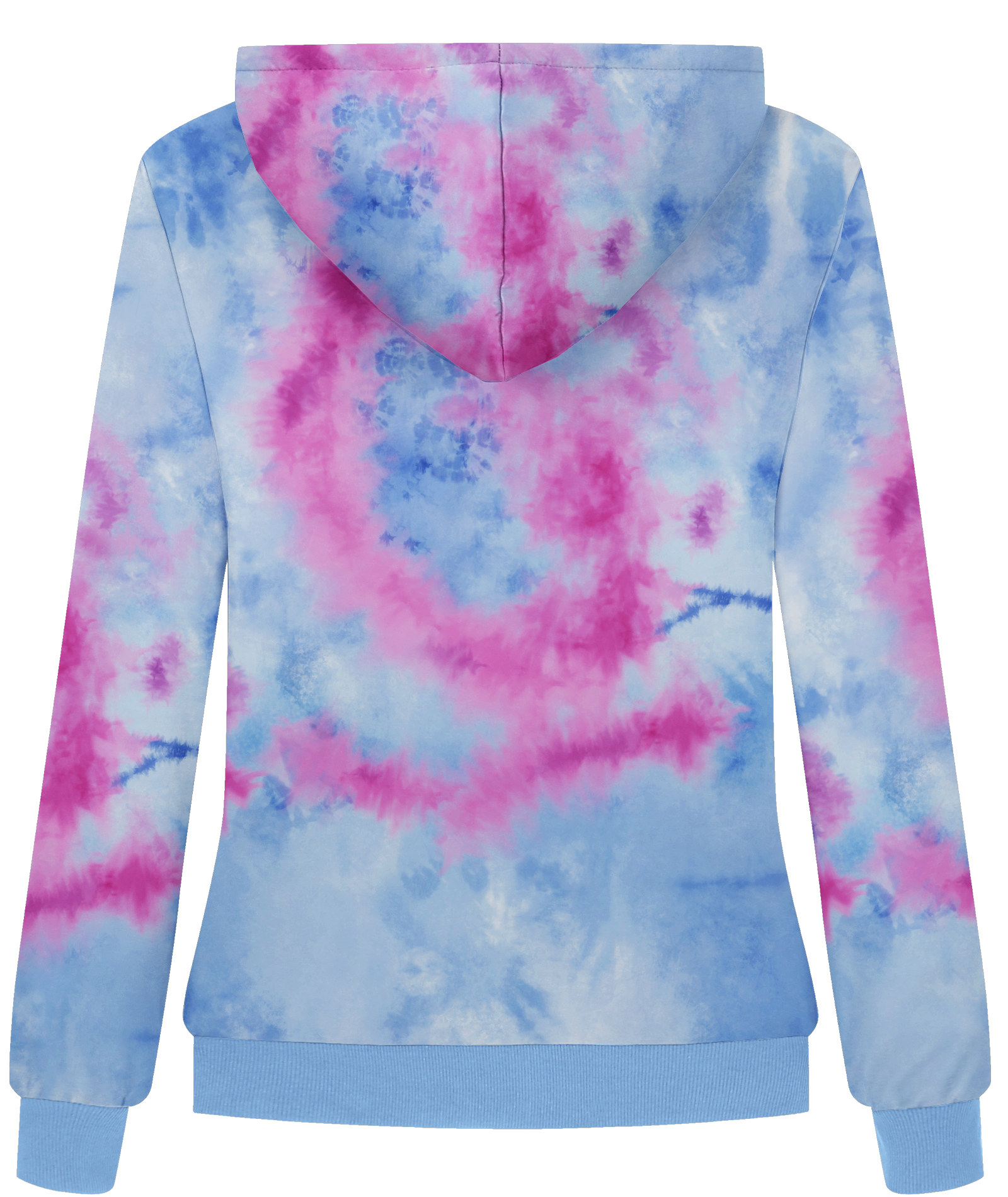 ZITY Women's Tie Dye Print Full Zipper Fleece Hoodie-CUWFH01517