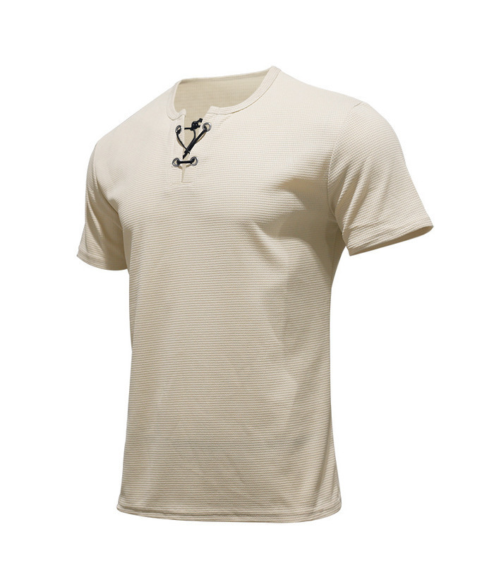 ZITY Men's Drawstring Neck Waffle T-shirt-ZPK010609 | Zitysports