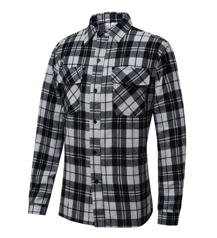 ZITY Men’s Spring Casual Plaid Long Sleeve Collared Shirt–DUMLT06595
