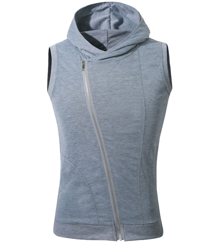 ZITY Men's Slim Fit Zip Up Vest Hoodie-DUMMG05401|Zitysports