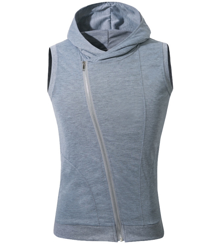 ZITY Men's Slim Fit Zip Up Vest Hoodie-DUMMG05401|Zitysports