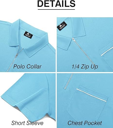 ZITY Men's Quarter Zip Slim Fit Polo Shirt-ZPK008403