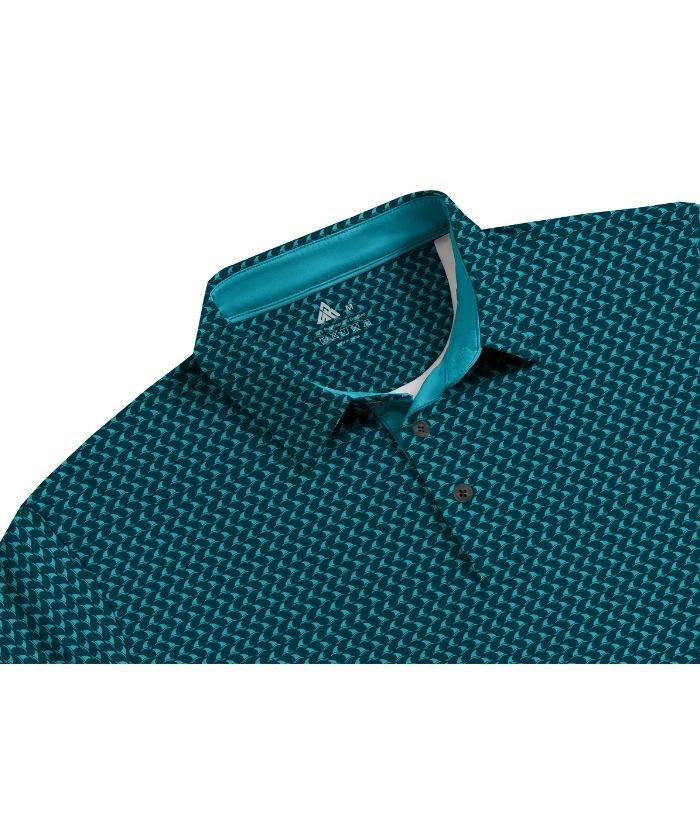 ZITY Men's Button Up Slim Fit Printed Polo Shirt-CUMPO05189