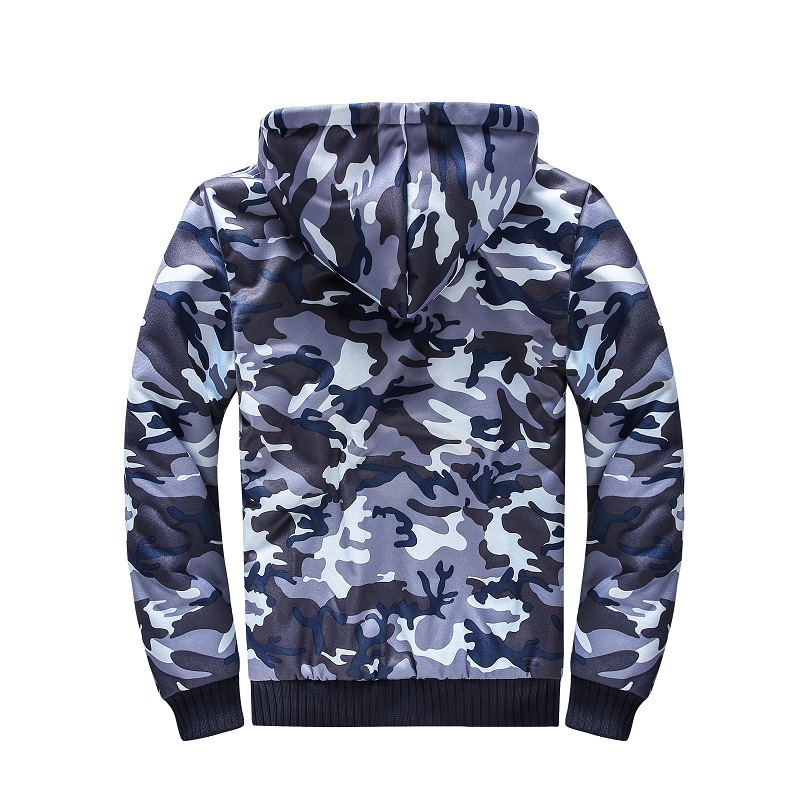 Men's Zipper Fleece Lined Blue Camo Hoodie | Zitysports