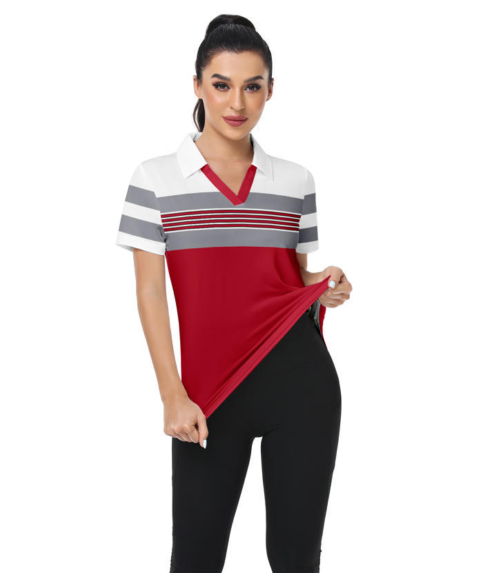 ZITY Women's Dri Fit Casual V Neck Golf Polo Shirt-CFWTX00037