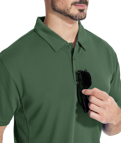 ZITY Men's Slim Fit Button Up Golf Polo Shirt-CUMPO03930