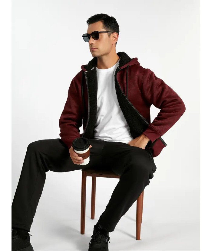 ZITY Men's Warm Fleece Solid Color Casual Zip Up Hoodie-ZPK005323 | Zitysports