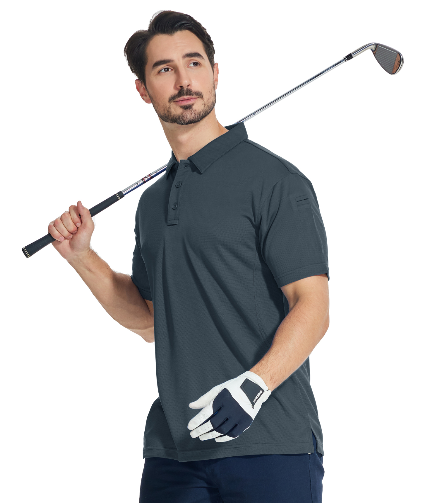 ZITY Men's Slim Fit Button Up Golf Polo Shirt-CUMPO03930
