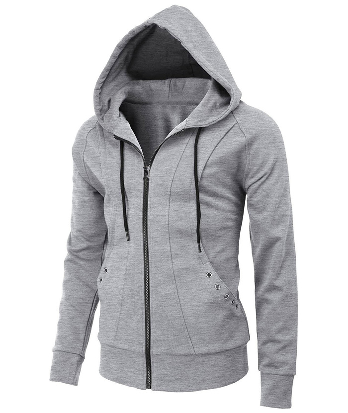 Men's Lightweight Long Sleeve Solid Color Full Zip Up Hoodie-DUMFH05025|Zitysports