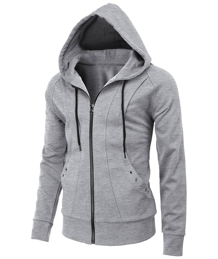 Men's Lightweight Long Sleeve Solid Color Full Zip Up Hoodie-DUMFH05025|Zitysports