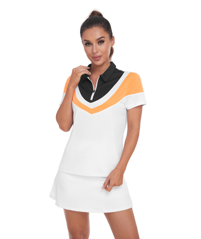 ZITY Women's Dottie Mock Short Sleeve Polo Shirt-CUWPO02172 | Zitysports