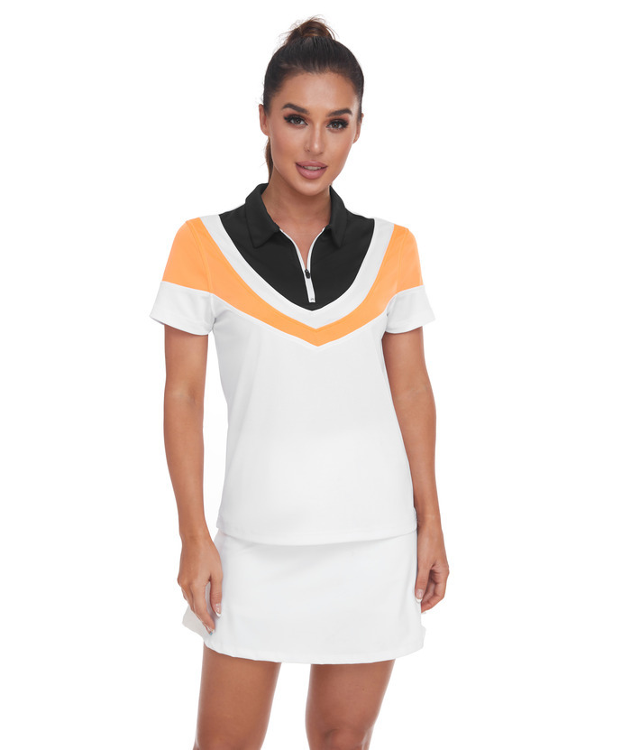 ZITY Women's Dottie Mock Short Sleeve Polo Shirt-CUWPO02172 | Zitysports
